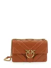 Pinko 'love One Classic' Brown Shoulder Bag With Love Birds Detail In Brown