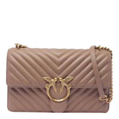 Pinko Love One Classic Chain-linked Crossbody Bag In Ginger Biscuit