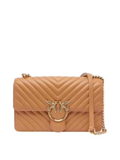 Pinko Love One Classic Chevron Crossbody Bag In Brown