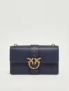 Pinko Medium Love Bag One Leather Crossbody Bag In Blue