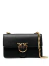 Pinko Structured Black Shoulder Bag With Distinctive Gold-tone Clasp In Black
