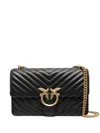 Pinko Chevron-pattern Quilted Shoulder Bag With Gold-tone Bird Clasp In Black