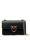 Pinko Structured Black Shoulder Bag With Distinctive Gold-tone Clasp In Multi