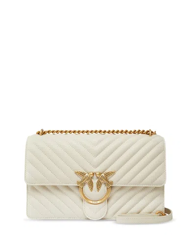 Pinko Love One Classic Leather Convertible Crossbody In White