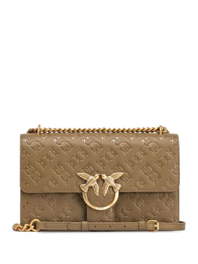Pinko Love One Classic Leather Crossbody Bag In Piantagione/gold