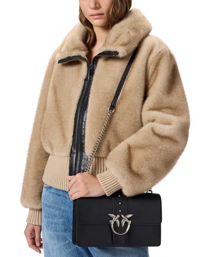 Pinko Love One Classic Leather Crossbody In Red