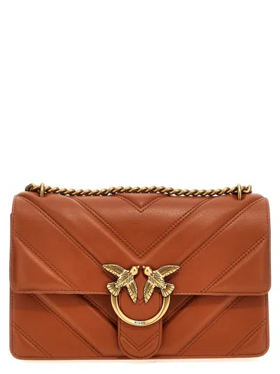 Pinko Love One Classic Light Crossbody Bags In Brown