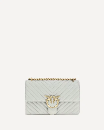 Pinko Medium Love One Chevron-quilted Shoulder Bag In Gray