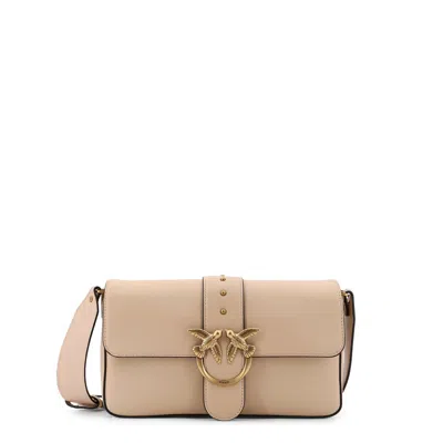 Pinko Love One Classic Shoulder Bag In Beige
