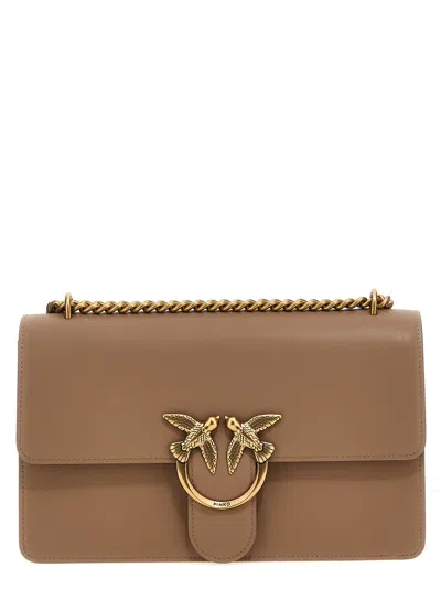 Pinko Love One Classic Simply Crossbody Bags Beige In Brown