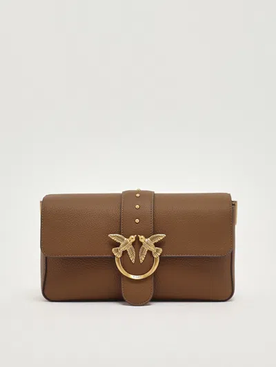 Pinko Love One Classic Slouchy Clutch In Brown