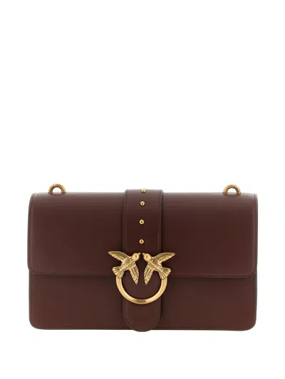 Pinko Love One Classic Studded Leather Cross Body Bag In Brown