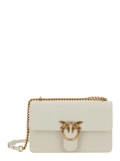 Pinko 'love One Classic' White Crossbody Bag With Love Birds Detail