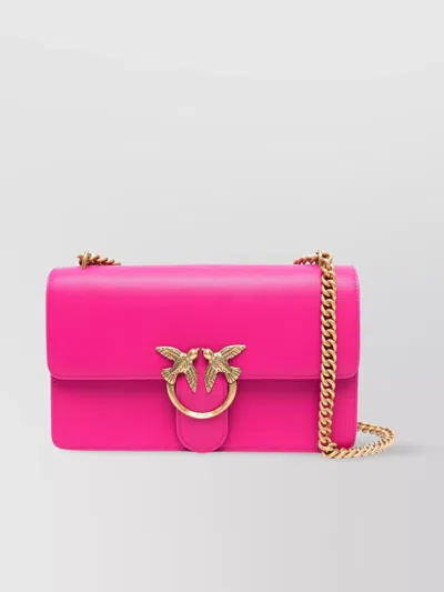 Pinko Love One Crossbody Bag In Calf Leather In Pink