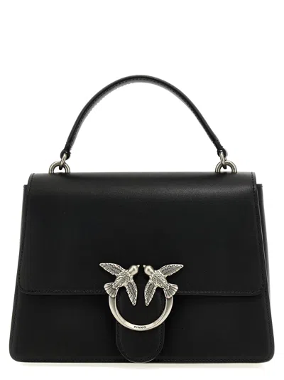 Pinko Love Birds Leather Tote Bag In Black