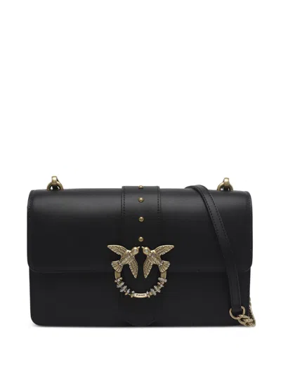 Pinko Love One Leather Shoulder Bag In Black