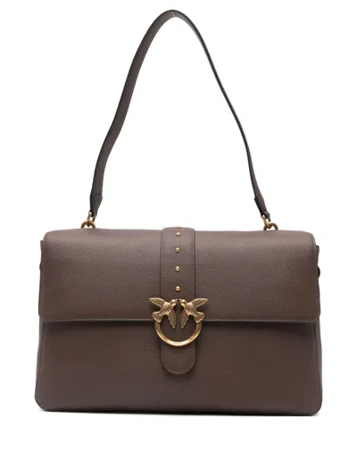 Pinko Love One Leather Shoulder Bag In Brown