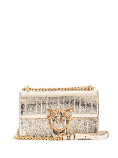 Pinko Love One Leather Shoulder Bag In Nude