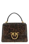 Pinko Medium Love One Light Python-print Handbag In Brown