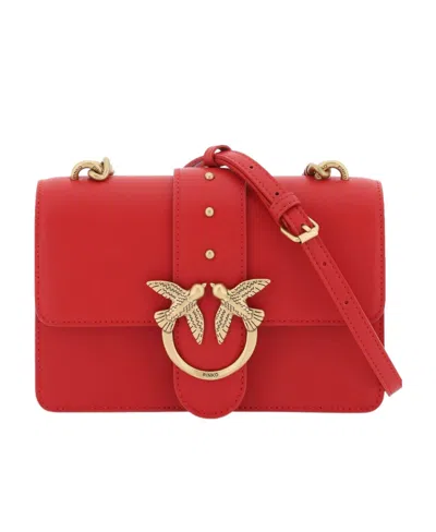 Pinko Love One Logo Plaque Mini Crossbody Bag In Red