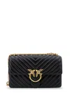 Pinko Love One Mini Matelassé Leather Shoulder Bag In Black