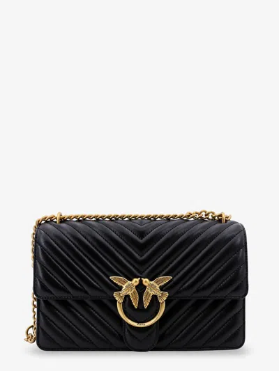 Pinko Love One Matelassé Leather Shoulder Bag In Black