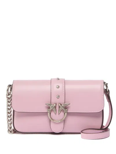 Pinko Love One Micro Leather Cross Body Bag In Blue