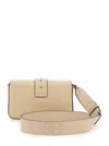 Pinko 'love One Mini' Beige Handbag With Love Birds Metallic Plaque On The Front