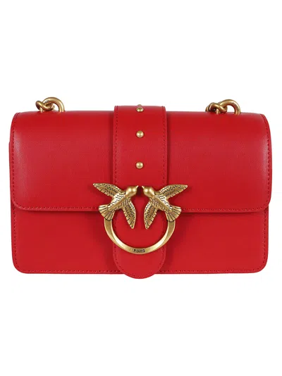 Pinko Love One Mini Cl Vitello Seta In Q Rosso Antique Gold