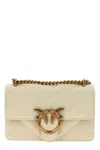 Pinko Matelassé Leather Shoulder Bag With Love Birds Buckle In White