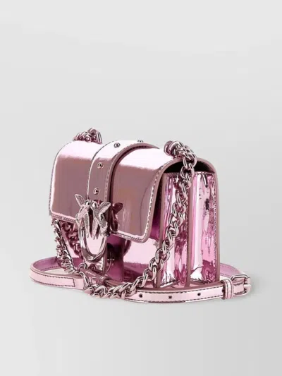 Pinko Love One Mini Dc Mirror-effect Leather Bag In Fuchsia