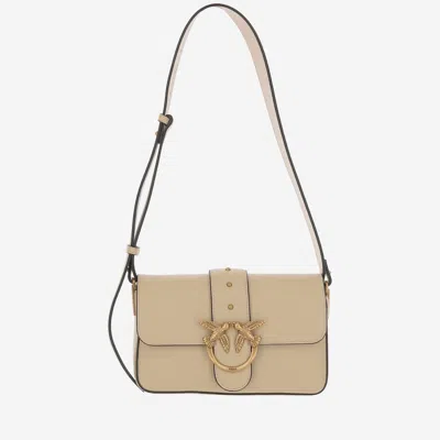 Pinko Mini Love Slouchy Shoulder Bag In Q Beige Grigio Fumo Antique Gold