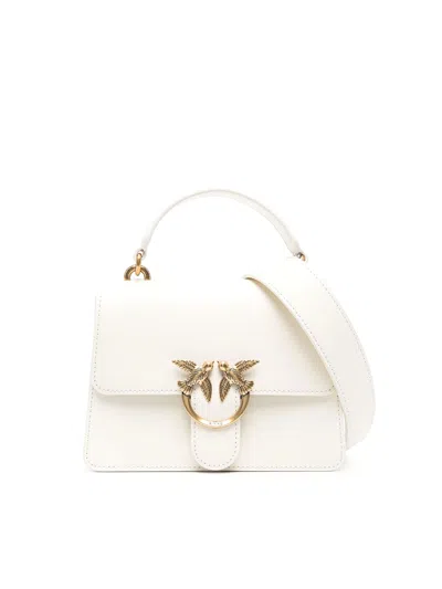 Pinko Love One Mini Leather Bag In White