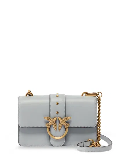 Pinko Love One Mini Leather Crossbody Bag In Grey