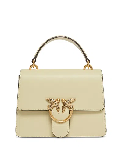 Pinko Love One Mini Leather Top Handle Bag In Yellow