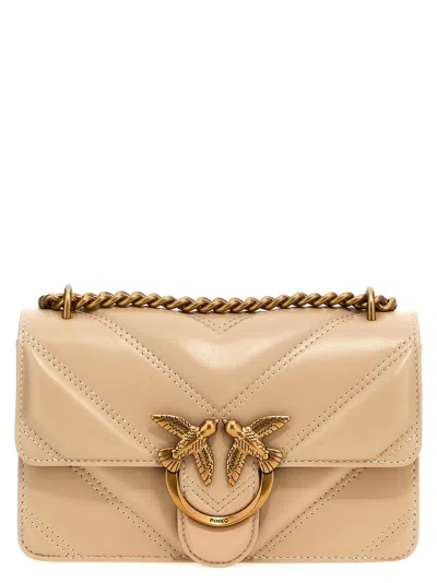 Pinko Love One Mini Light Crossbody Bags In Beige