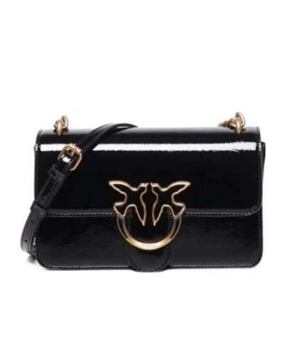 Pinko Love One Mini Light Logo Plaque Shoulder Bag In Gold