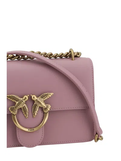 Pinko Love One Mini Shoulder Bag In Viola-ntique Gold
