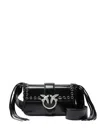 Pinko Slouchy Love Bag Soft Handbag With Fringes And Shoulder Strap In Black