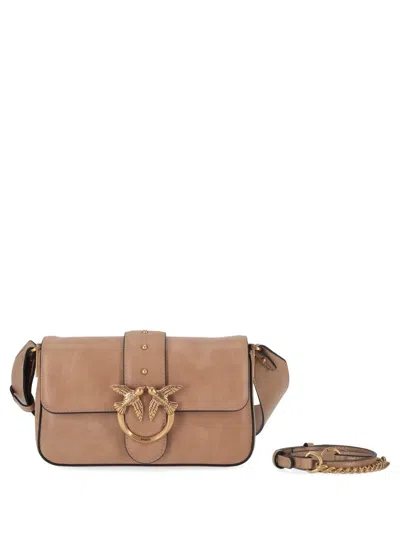 Pinko Love One Mini Slouchy Fl Pelle In Brown