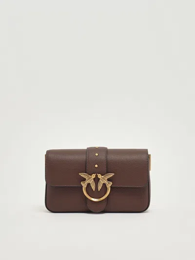 Pinko Love One Mini Slouchy Fl Shoulder Bag In Brown