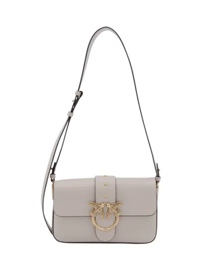 Pinko Love One Mini Slouchy Leather Bag In Gray