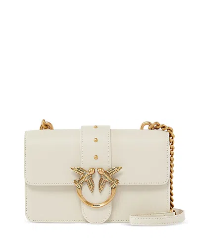 Pinko Love One Mini White Leather Crossbody Bag