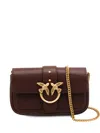 Pinko Brown Leather Love One Simply Pocket Shoulder Bag In Brown