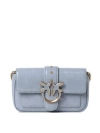 Pinko Love One Pocket Chained Shoulder Bag In Clear Blue