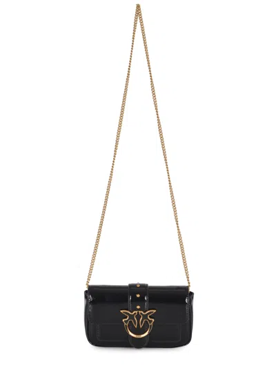 Pinko Love One Pocket Chained Shoulder Bag  In Black