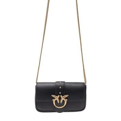 Pinko Love One Pocket Clutch With Chain In Black
