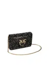 Pinko Mini Love One Monogram Embellished Shoulder Bag In Black