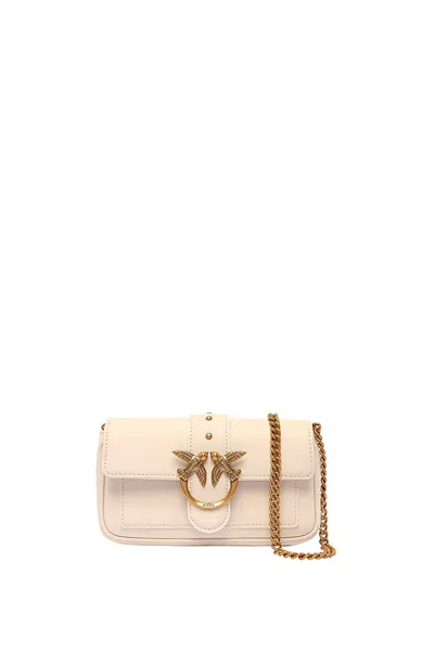 Pinko Love One Pocket Shoulder Bag In Beige