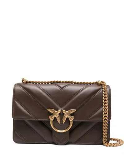 Pinko Love One Quilted Cross Body Bag In Brown